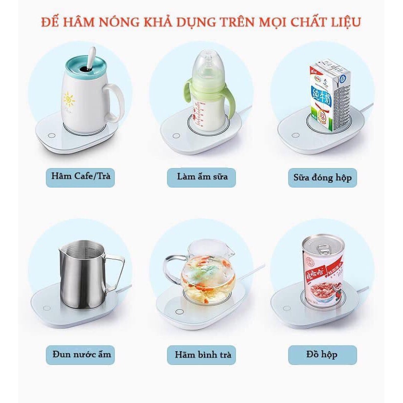 Đế hâm nóng đô uống trên mọi chất liệu ( có kèm cốc )