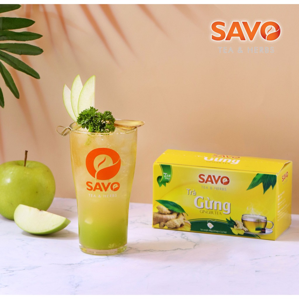 Trà SAVO Gừng  - Hộp 20 Gói x 2g