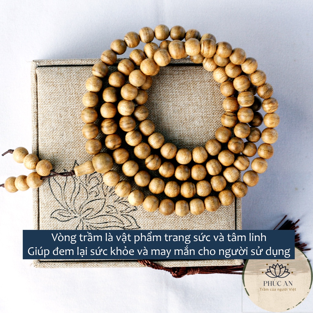 Vòng tay trầm hương 108 hạt 6mm, 8mm Phúc an - Vòng tay nam nữ đẹp và sang trọng.