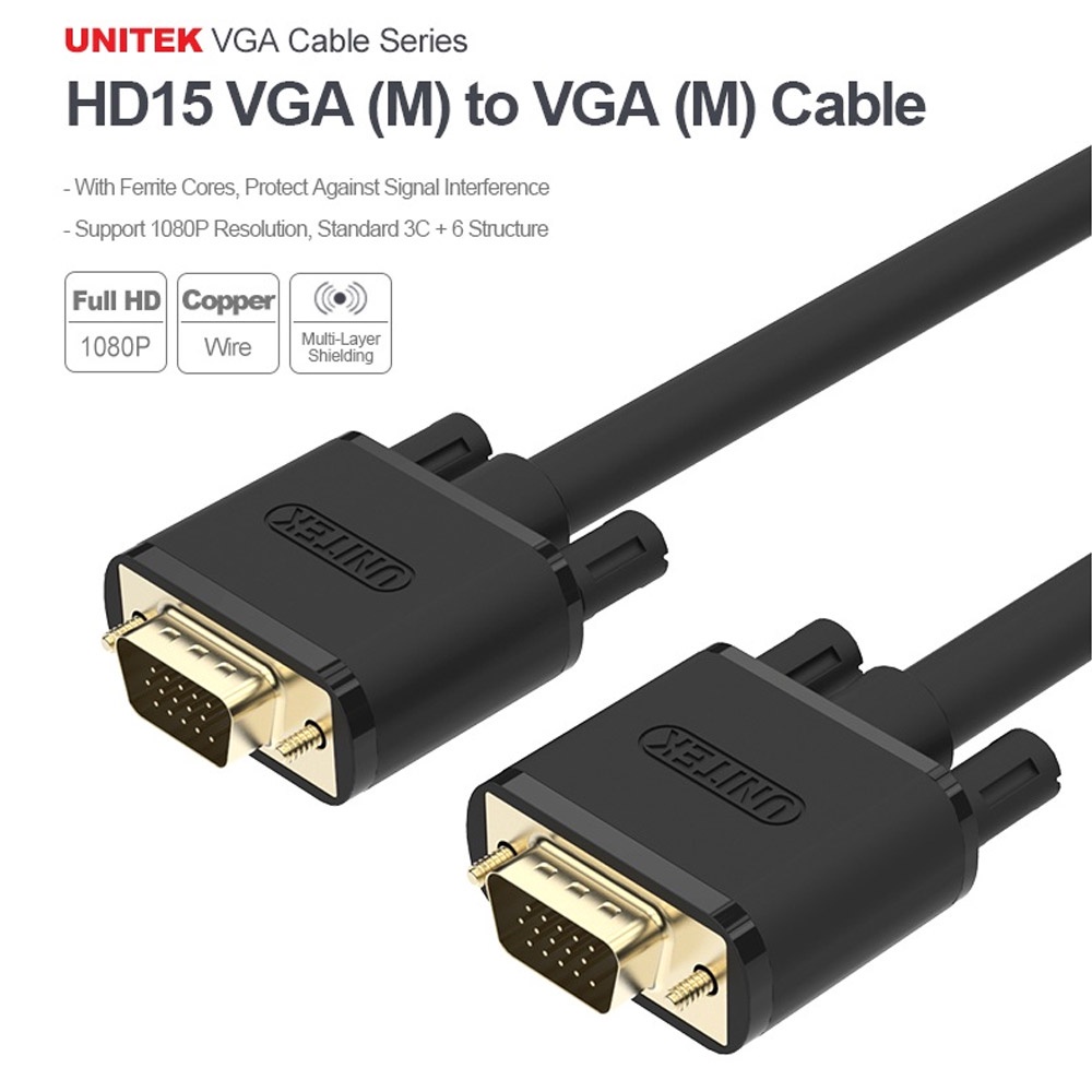 Cáp VGA Unitek Y-C503G (1.5m) - Bảo hành 12 tháng