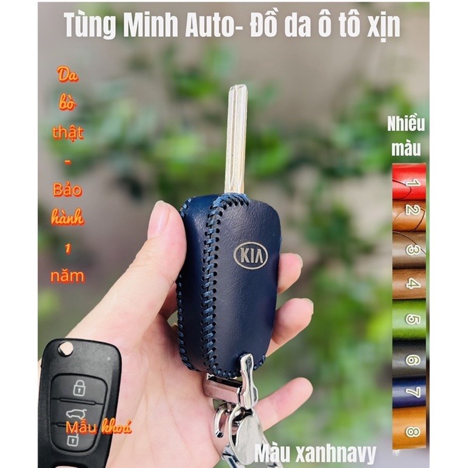 Bao Da móc Chìa Khóa ÔTô Kia Morning, Forte, Carens chìa cơ gấp đời cũ, bọc chìa khoá xe hơi da bò xịn xod