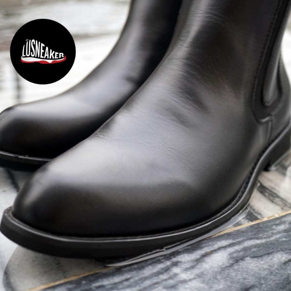 Chelsea Boots FREESHIP Giày cao cổ nam da thật đen bóng mờ