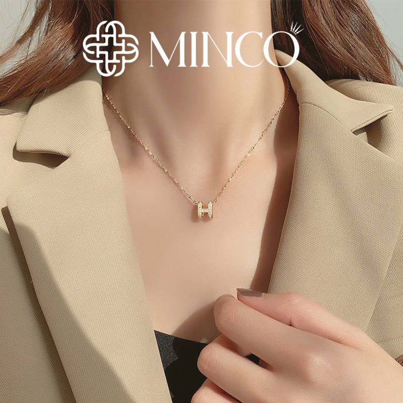 Dây chuyền nữ Minco Accessories đính đá chữ H thời trang phong cách Hàn Quốc DT61