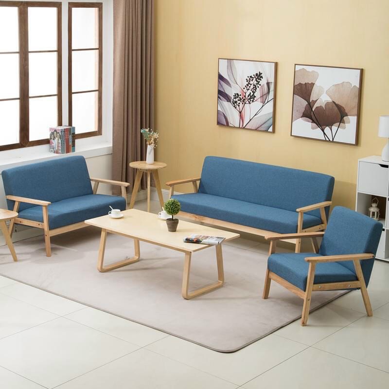 Ghế sofa đôi đẹp phòng khách, ghế sofa đôi khung gỗ bọc nỉ