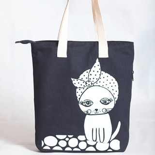 Túi tote thời trang nữ vải bố canvas cao cấp có khóa kéo và ngăn phụ trong ngoài