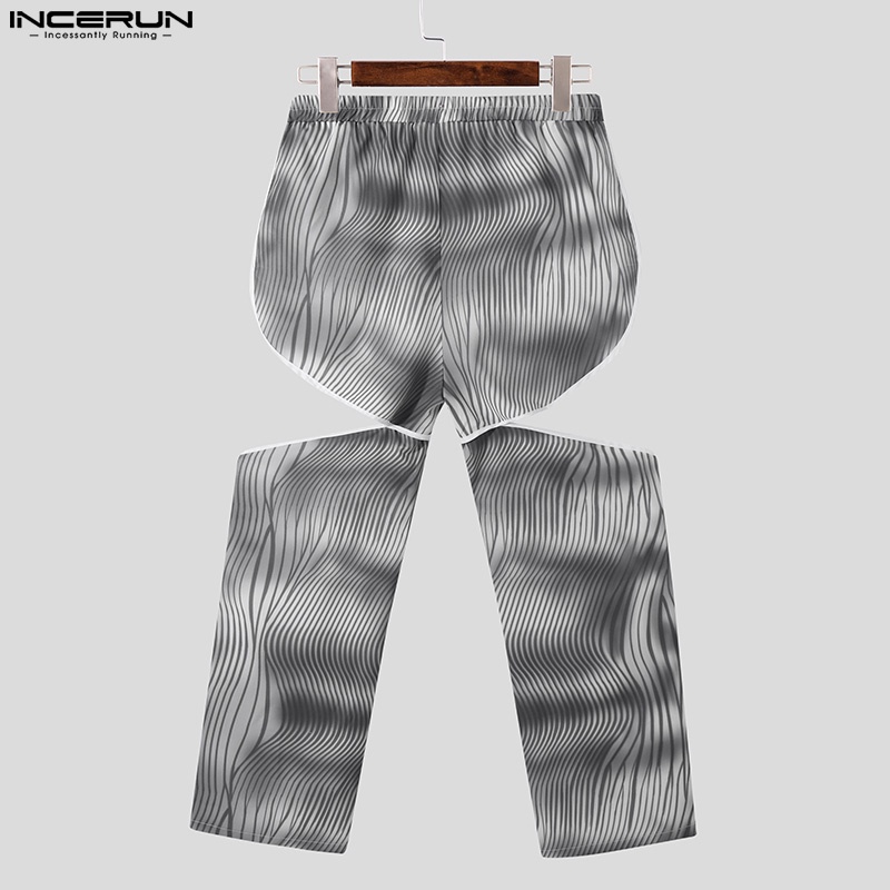 Quần dài lưng cao INCERUN thiết kế phối màu nhuộm độc đáo cho nam