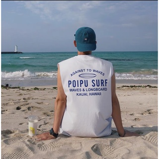 Áo thun TANKTOP nam tay lỡ unisex form rộng overtee POIPU SURF chất vải cotton xịn màu hè đi biển