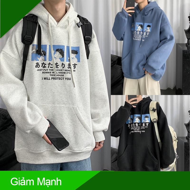 (Giảm Mạnh) Áo Nỉ In Chữ Phong Cách Hàn Quốc🍀Áo Hoodie Nam Nữ VATI Chất Nỉ Bông Cao Cấp 3 Màu(Đen,Trắng,Xanh Lam)