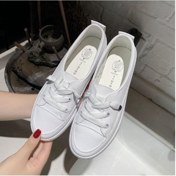 Giầy thể thao nữ cổ thấp,giày slip on nữ dây rút kiểu dáng hàn quốc trẻ trung da mềm cực êm chân | BigBuy360 - bigbuy360.vn