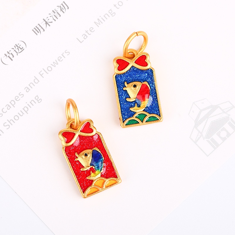 Mặt Dây Chuyền Hình Cá Koi Tráng Men Màu Vàng Kim Không Phai Không Gây Dị Ứng Dùng Làm Vòng Tay / Trang Sức diy