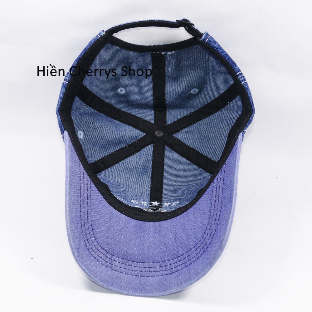 Nón kết jean NY New York khóa đuôi thường - Xanh Jean