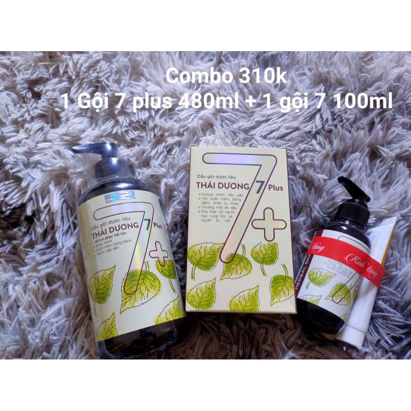 Combo Dầu gội dược liệu Thái Dương 7 Plus ( 01 chai 480ml + 01 chai 100ml )