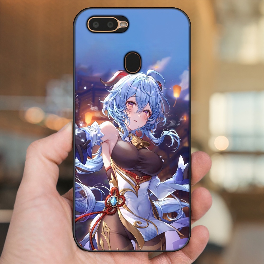 Ốp lưng Oppo A5S, A7, A12, F9 viền đen in hình Ganyu Genshin Impact