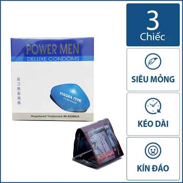 Bao Cao Su POWER MEN Viagra Type Hộp 3 Cái