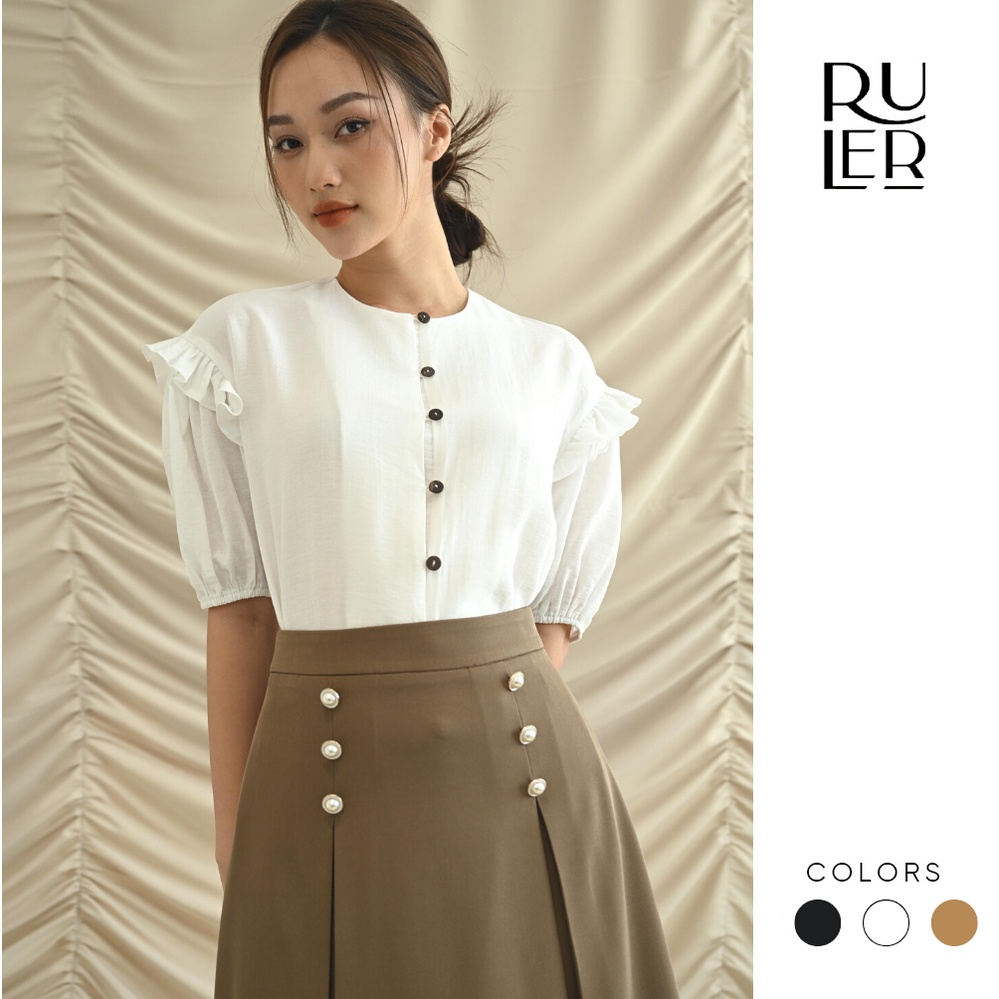 Áo Hebe tay bồng chất vải đũi tằm thanh lịch, nữ tính THE RULER