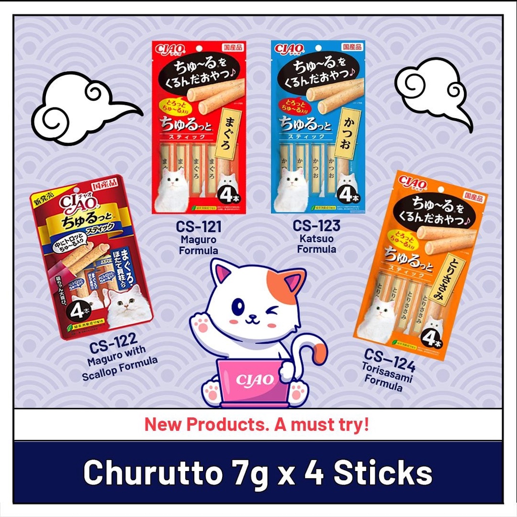 Bánh thưởng Ciao Churutto Stick Thái Lan- thức ăn snack có nhân cho mèo Nhà Mèo Ngọt