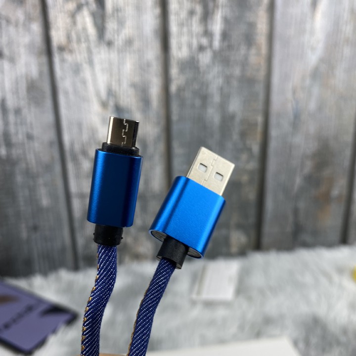 Dây cáp sạc Samsung micro USB hỗ trợ sạc nhanh 2.4A chống gãy chân bọc vải jean - Mã TZMC699