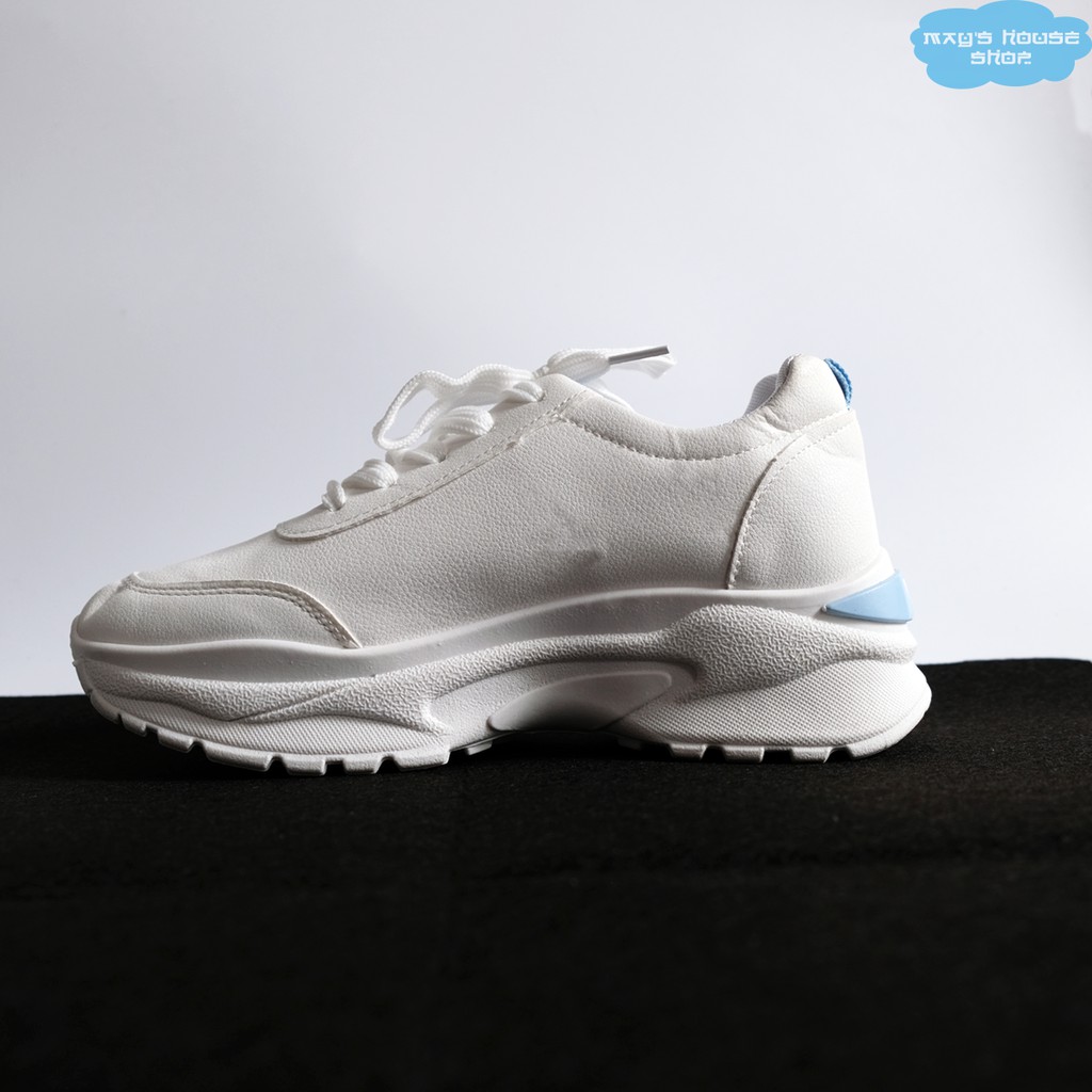 Giày Bata nữ màu trắng phối xanh, Sneakers độn đế trắng xanh học sinh hàng tết 2021 - May House shop