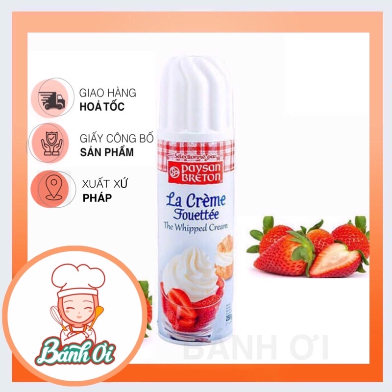 Kem sữa/Kem Xịt whipping cream hiệu Paysan Breton 250 gram