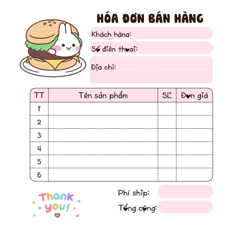 [CÓ SẴN] Hóa Đơn Bán Hàng 1 Liên dễ thương Doremon + Doremi + Gấu