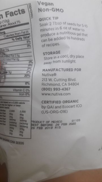 Hạt chia Nutiva Organic Chia Seed 907g date 26/7/2022 | BigBuy360 - bigbuy360.vn