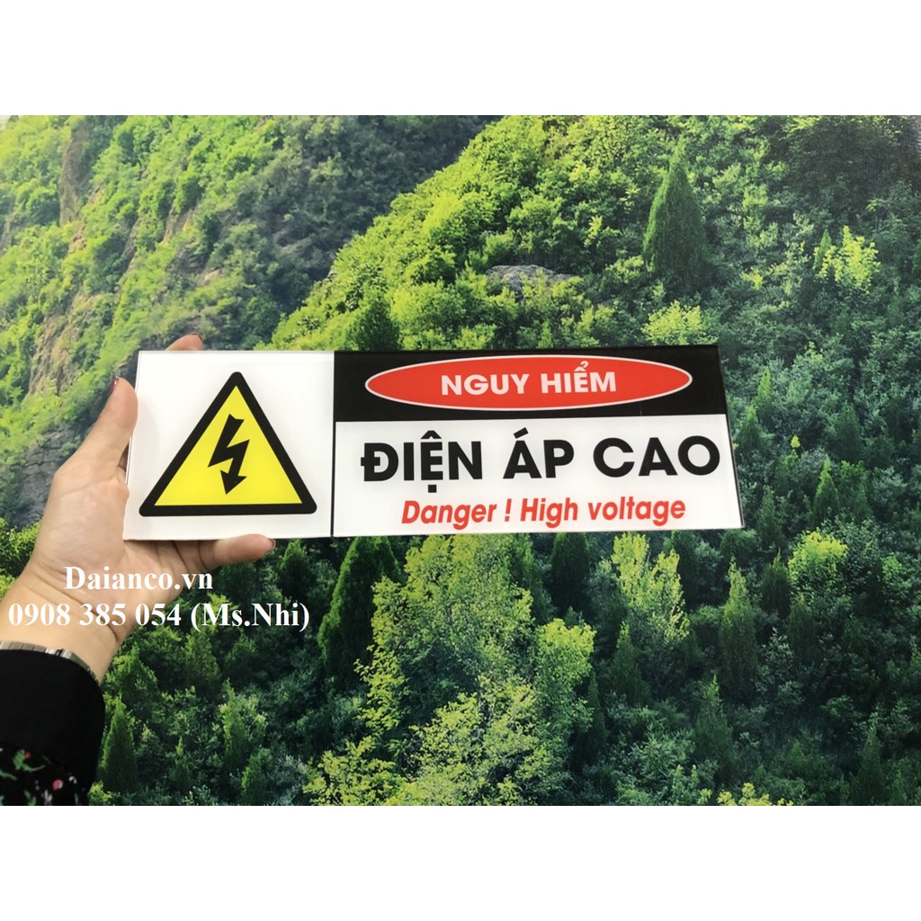 Bảng báo cảnh báo điện cao áp chất liệu mica- KT 10x30cm- Hình thật, có sẵn