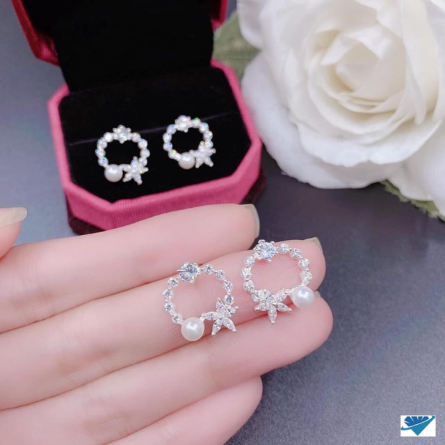 KHUYÊN TAI MẶT ĐÁ TRÒN CAO CẤP - TRANG SỨC BẠC TA