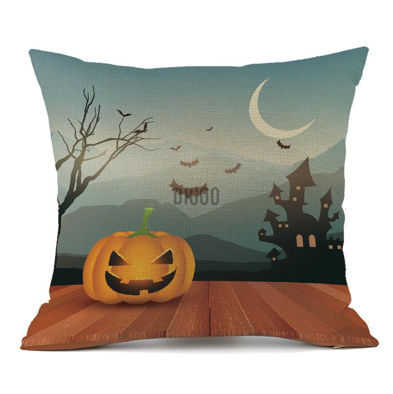 Vỏ Gối Vuông 45x45cm Họa Tiết Halloween Trang Trí Nội Thất