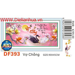 Tranh đính đá thiên nga VỢ CHỒNG. Kích thước:90x45cm