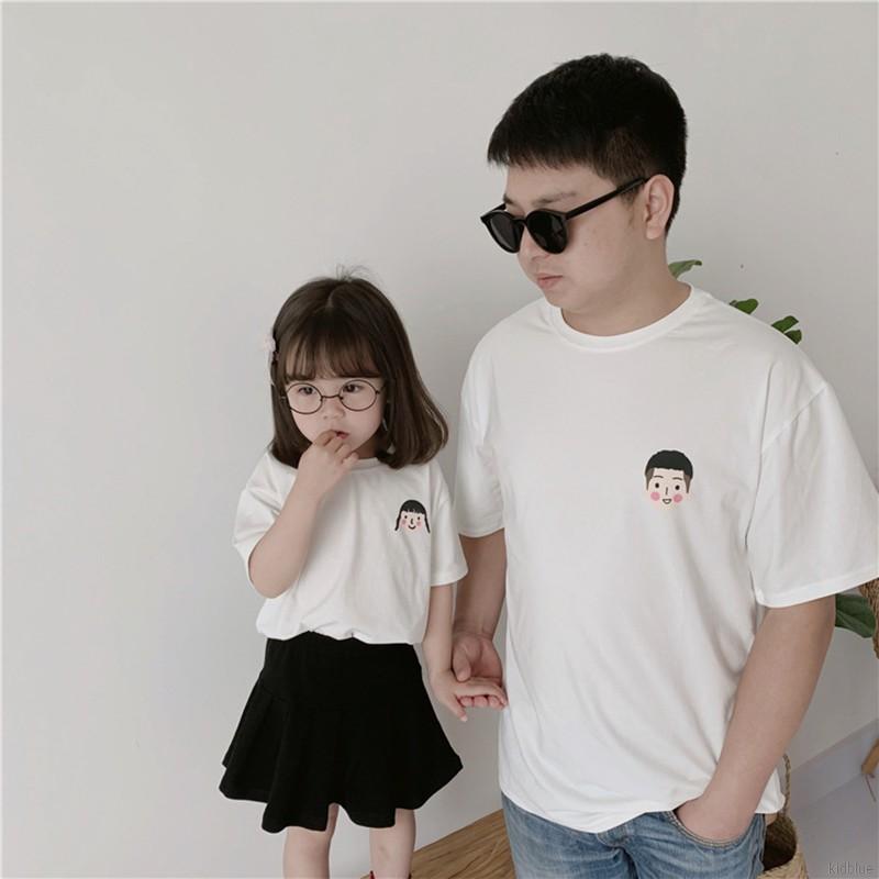 Áo thun ngắn tay in hình hoạt họa đáng yêu thời trang Hàn Quốc cho gia đình