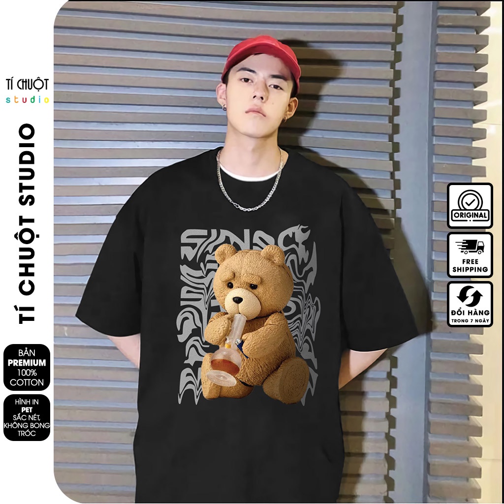 Áo thun Mikenco Gấu nam nữ in hình 5D, áo phông unisex mikenco tay lỡ - Tí Chuột Studio