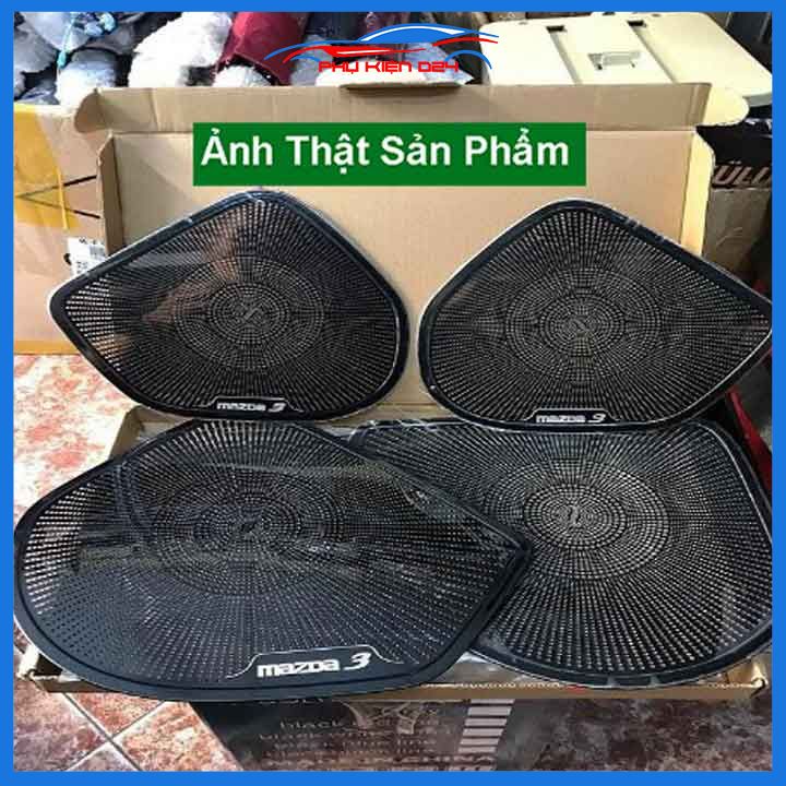 Bộ ốp màng loa vân Titan cho xe Mazda 3 2016-2017-2018-2019 chống xước trang trí nội thất ô tô