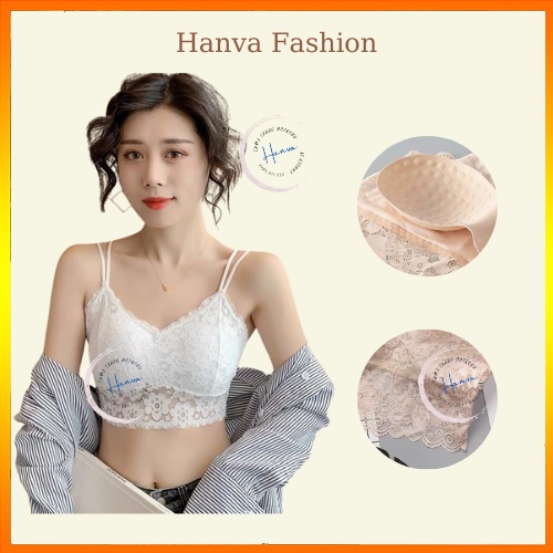 Áo Ngực Nữ Brallete 2 Dây Phối Ren Hình Hoa Có Mút Nâng Ngực Sexy Quyến Rũ Hanva