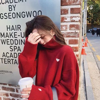 [ORDER] Áo len cao cổ hoạ tiêt trái tim