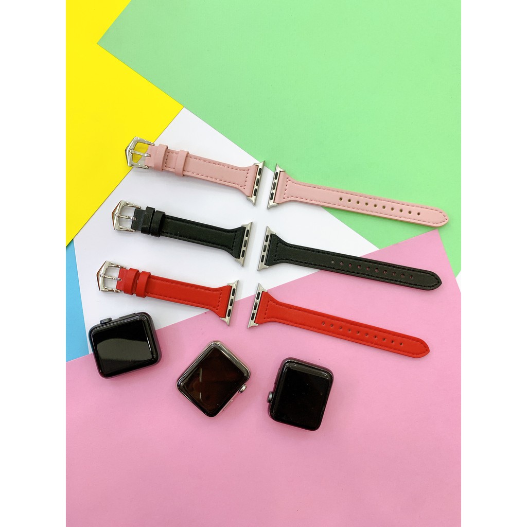 Dây da bản nhỏ của phái nữ dành cho Apple Watch Size 38mm / 40mm / 42mm / 44mm Serial 1 2 3 4 5