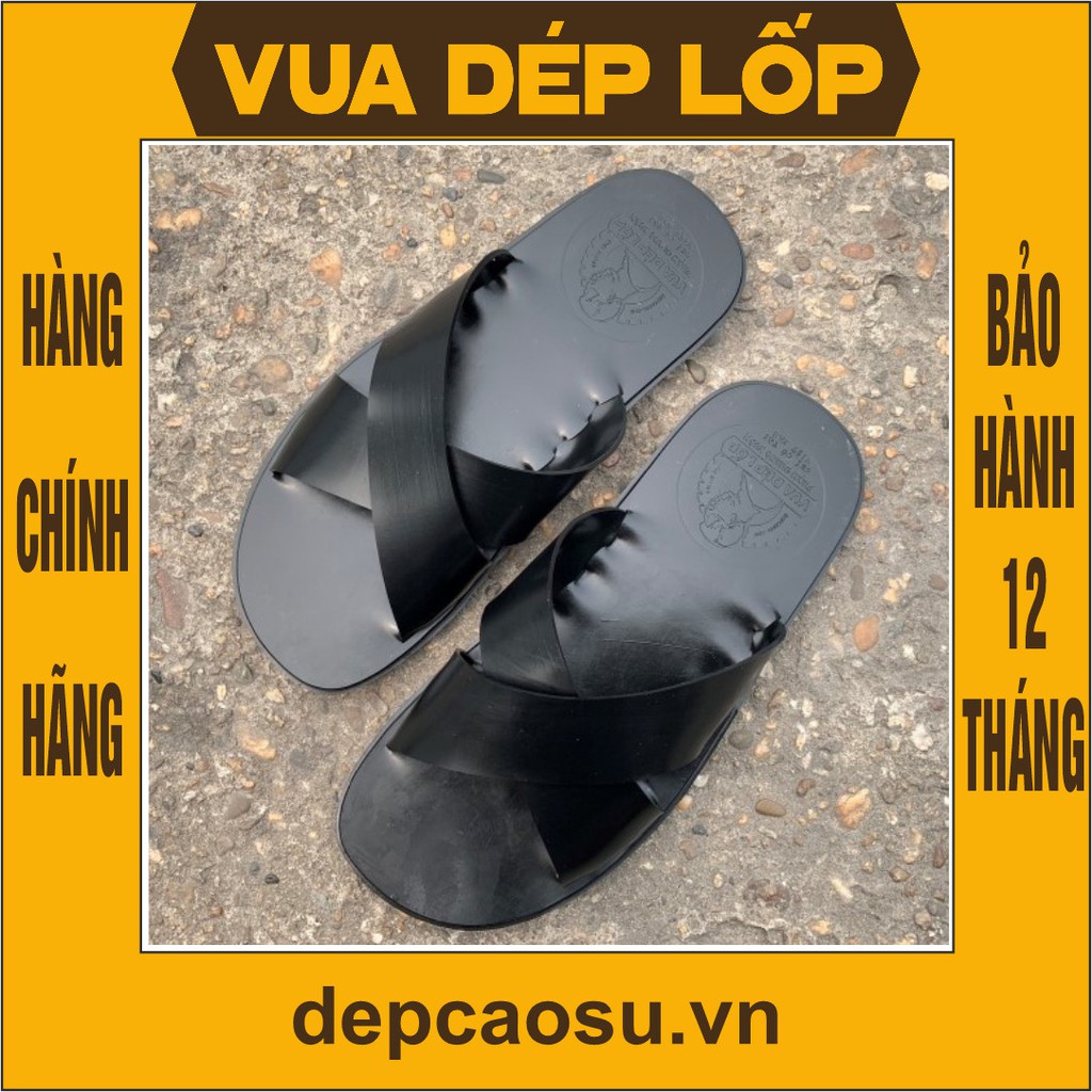 Dép cao su kiểu dép lê 2 quai chéo thương hiệu Vua Dép Lốp Phạm Quang Xuân, chính hãng, có bảo hành, ảnh thật, có sẵn