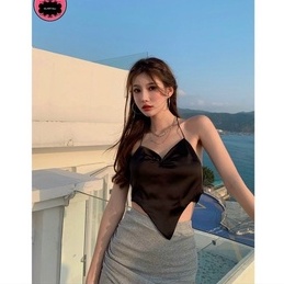 Áo yếm cột cổ hở lưng cột nơ sau nhọn tà có mút cực hot , chất voan lụa dày dặn ly