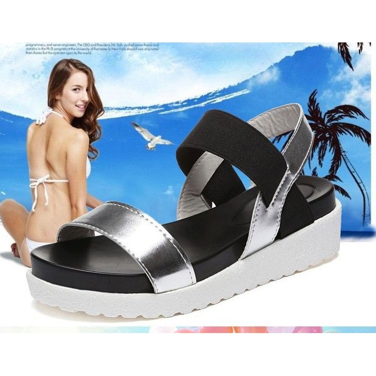 giày sandal quai ngang gót thun xuồng 4p