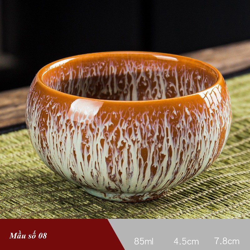 Chén thưởng trà men Thiên Mục dáng bầu 85ml