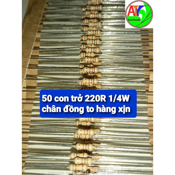 50 điện trở 220ohm 220R 1/4W hàng xịn