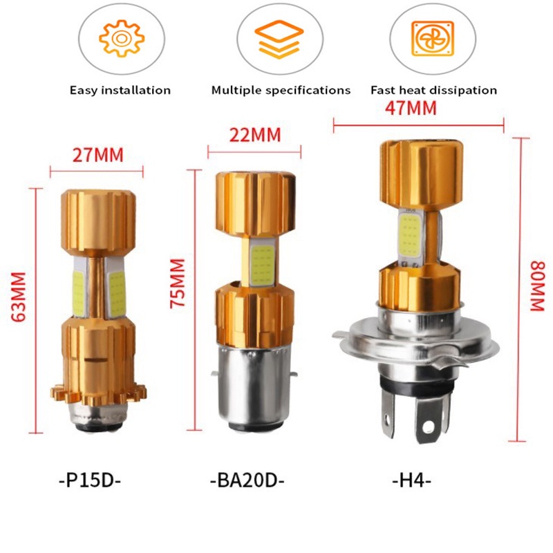 Đèn pha LED phá sương mù siêu sáng 1200LM H4 BA20D P15D COB 12V chuyên dụng cho xe máy