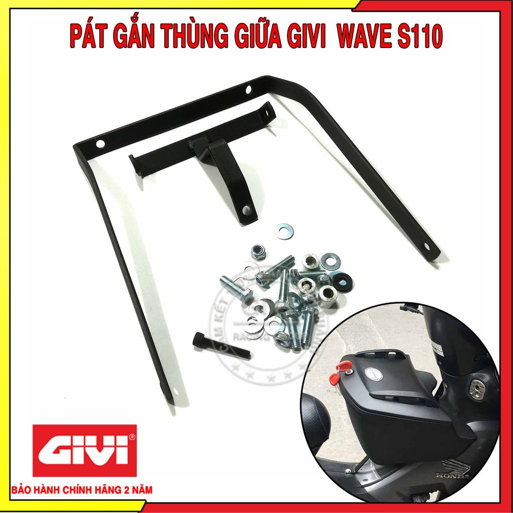 Pát Gắn Thùng Giữa Givi Cho Honda Wave S110 (bộ linh kiện đai ốc vít lắp thùng)