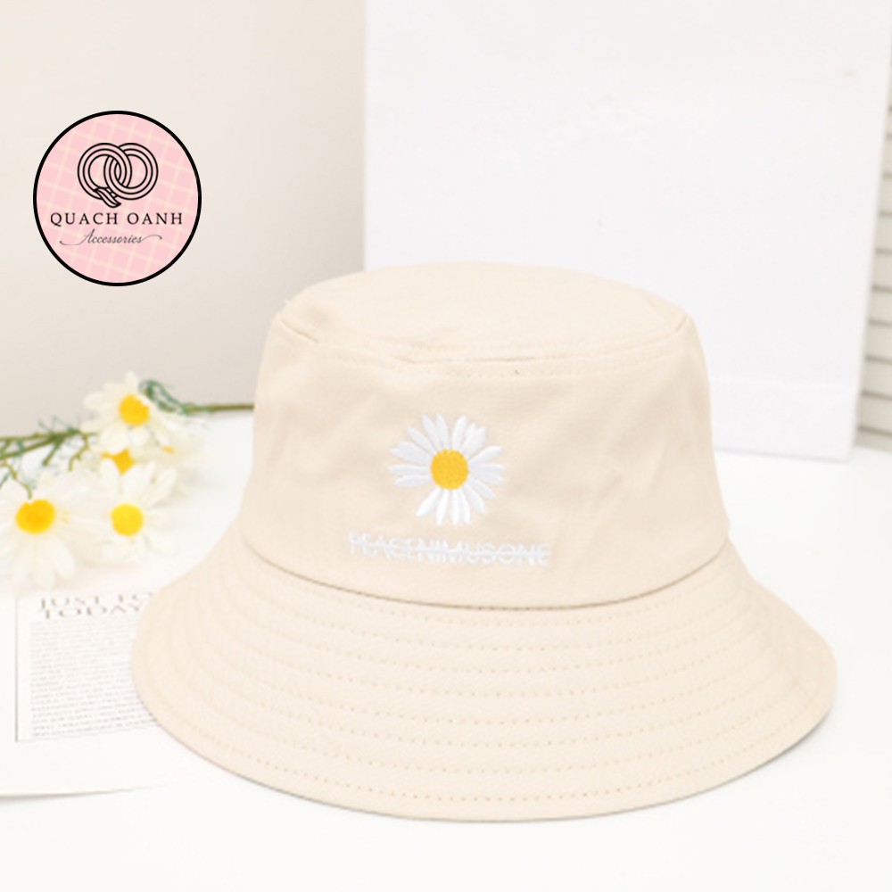 Mũ bucket tai bèo vành rộng thêu hoa cúc unisex – MU31