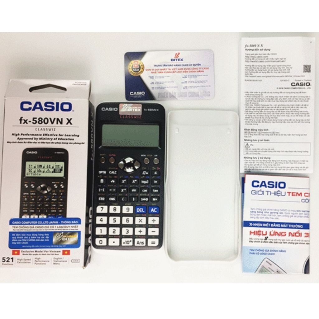 Máy tính Casio fx 580Vnx chính hãng , Nhập Khẩu Thái Lan 521 Tính Năng Có Thể Chuyển Đổi Tiếng Việt - bảo hành 7 năm