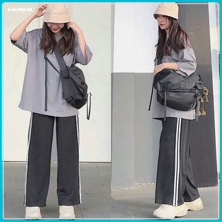 [HÀNG THIẾT KẾ] Quần Baggy 2 Sọc Ống Rộng Dáng Suông Unisex (ĐEN/XÁM) - R03