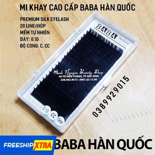 Mi khay cao cấp BABA chính hãng Hàn Quốc - Độ dày 0.10 - Độ cong C, CC- Mi mềm tự nhiên - 20 lines