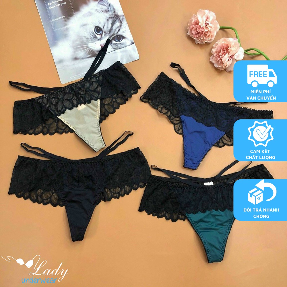 Quần Lót Nữ Lọt Khe Ren Lụa Sexy Gợi Cảm, Quần Lọt Khe Nữ Dây Hông Chéo Gợi Cảm