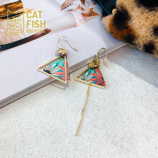Bông tai nữ dáng dài khắc nổi hình lá