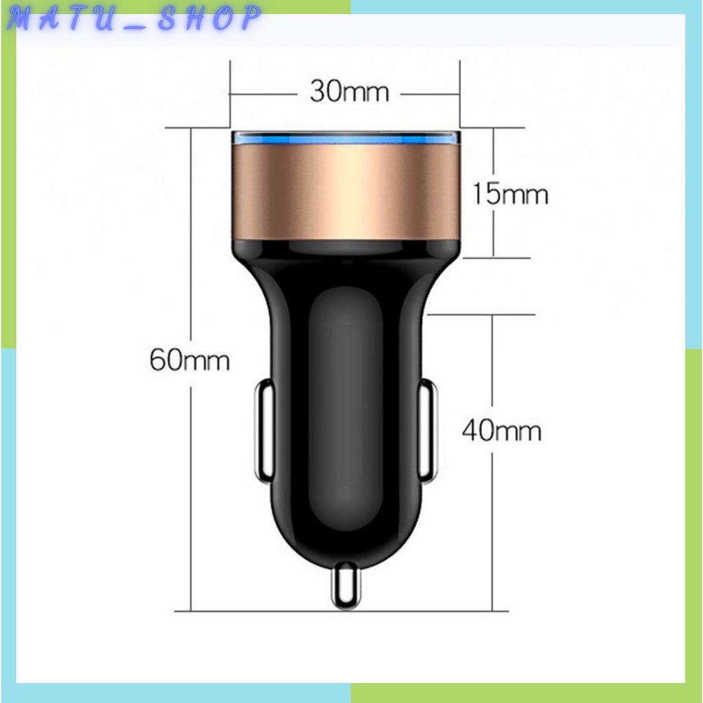 Tẩu Sạc nhanh Ô Tô sạc oto xe hơi 2 cổng USB có đèn Led hiển thị