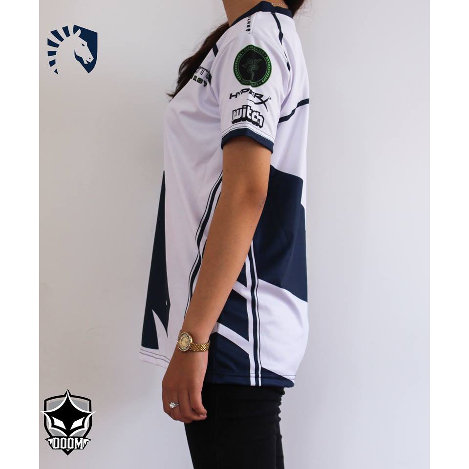 Áo thun Jersey Liquid xanh trắng